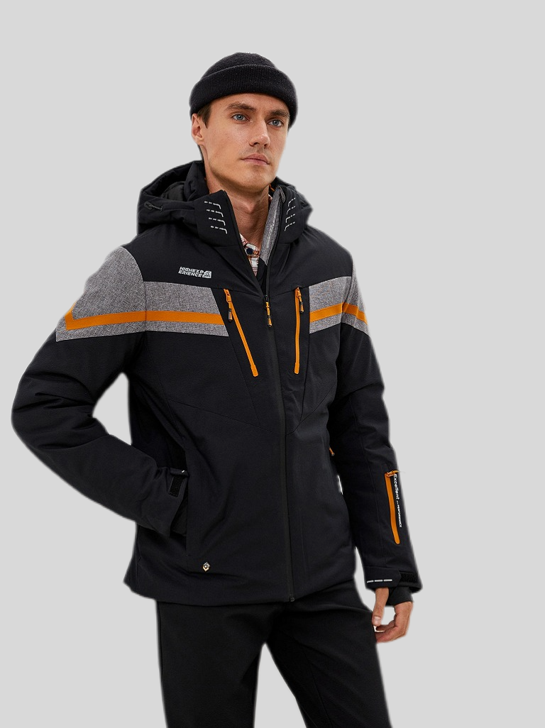 Куртка горнолыжная мужская High Experience цвет черный с оранжевым